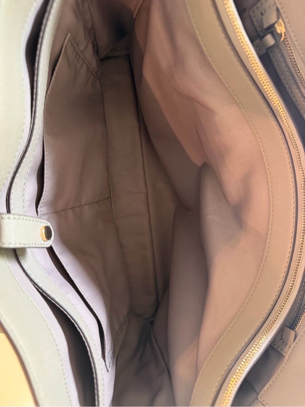 Tory Burch Taupe Leather Tote Bag - Picture 6 of 13